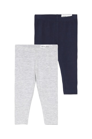 2 leggings - Gris chiné et bleu marine