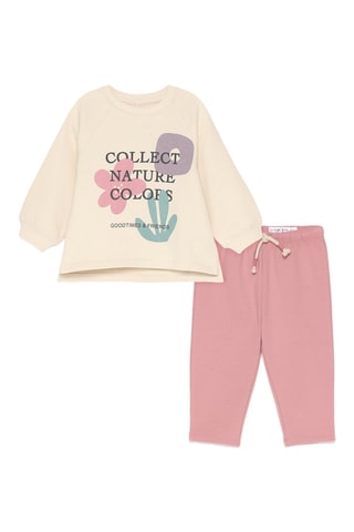 Sweat et pantalon - Beige et rose poudré