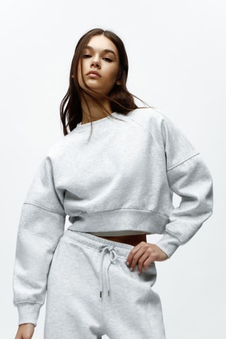 Sweat cropped - Gris clair chiné