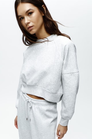 Sweat cropped - Gris clair chiné