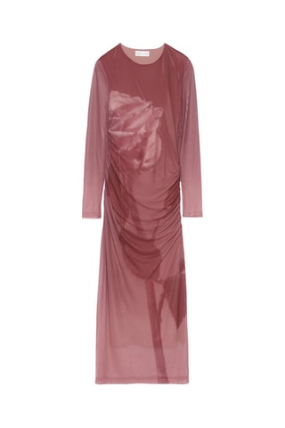 Robe droite en tulle - Marron