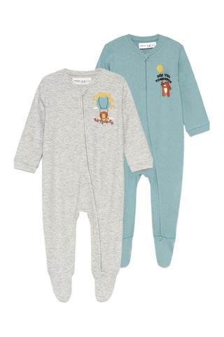 2 dors-bien - Gris clair chiné et ciel