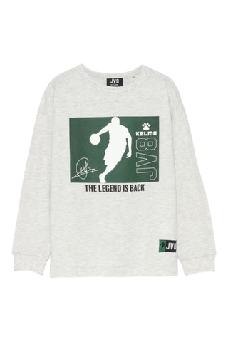 Sweat - Gris chiné et vert foncé