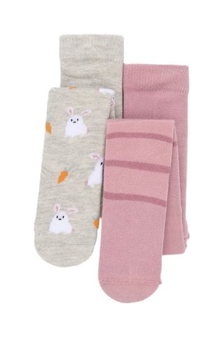 2 paires de chaussettes - Gris chiné et rose