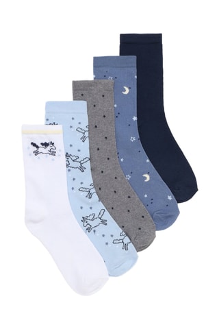 5 paires de chaussettes - Blanc, ciel et gris foncé chiné