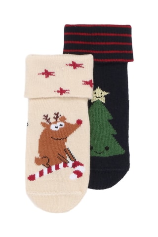 2 paires de chaussettes - Bleu marine et écru