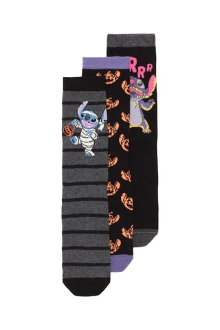 3 paires de chaussettes Stitch Lilo et Stitch Disney - Gris foncé et noir