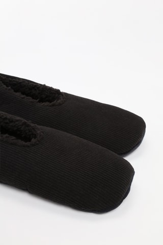 Pantoufles fourrées antidérapantes en velours - Noir 