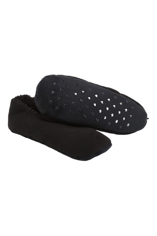 Pantoufles fourrées antidérapantes en velours - Noir 