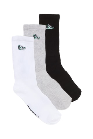 3 paires de chaussettes - Blanc, gris clair chiné et noir