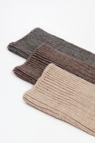 3 paires de chaussettes - marron et beige