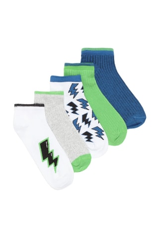 5 paires de chaussettes - Bleu cobalt, vert clair et blanc