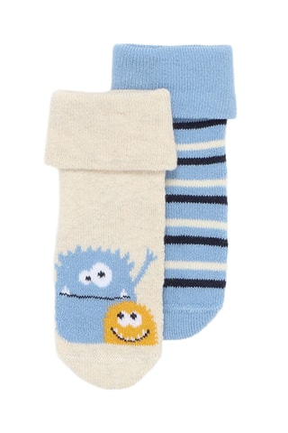 2 paires de chaussettes - Blanc et ciel