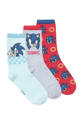 3 paires de chaussettes Sonic - Rouge et gris