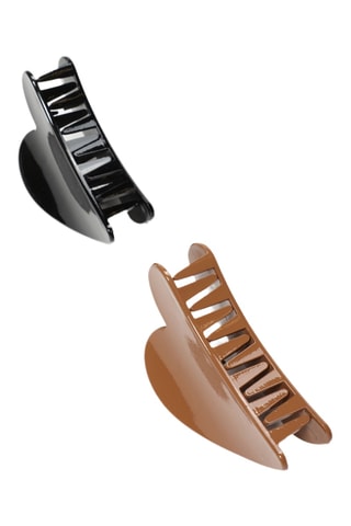 2 pinces à cheveux - Noir et camel
