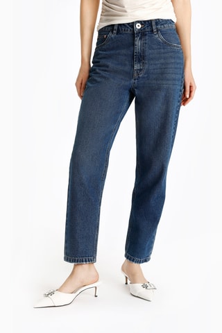 Jean mom taille haute - Bleu