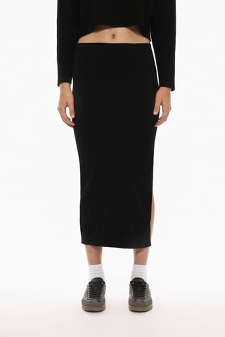 Jupe midi taille haute - Noir