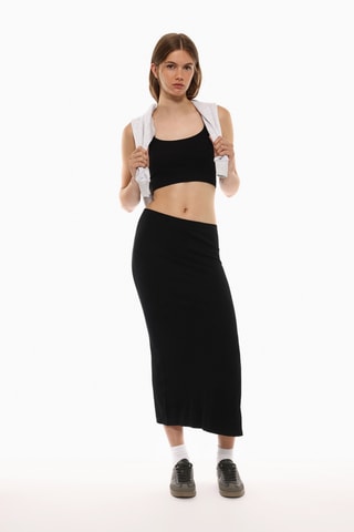 Jupe midi taille haute - Noir