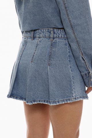 Jupe plissée en jean - Bleu