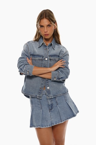 Jupe plissée en jean - Bleu