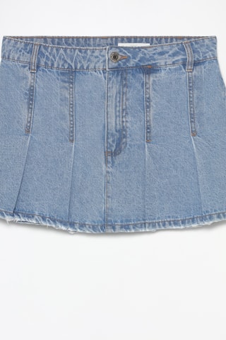 Jupe plissée en jean - Bleu