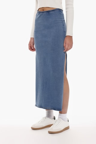 Jupe midi en jean - Bleu
