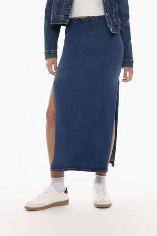 Jupe midi en jean - Bleu