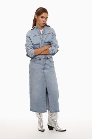 Jupe midi en jean - Bleu