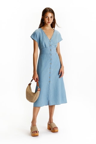 Robe midi en jean - Ciel