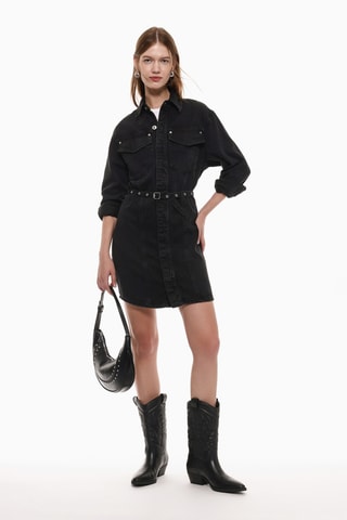 Robe chemise en jean - Noir