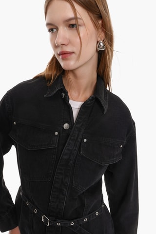 Robe chemise en jean - Noir
