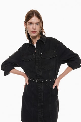Robe chemise en jean - Noir