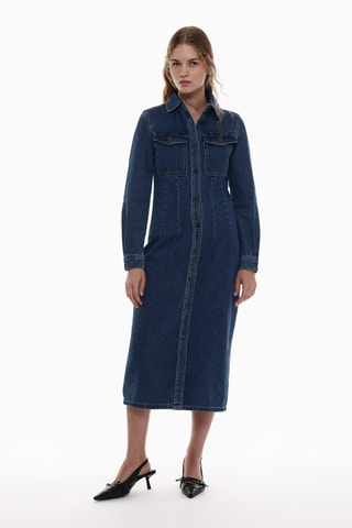 Robe chemise en jean - Bleu