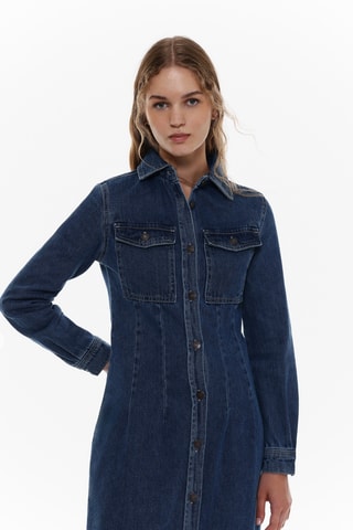 Robe chemise en jean - Bleu