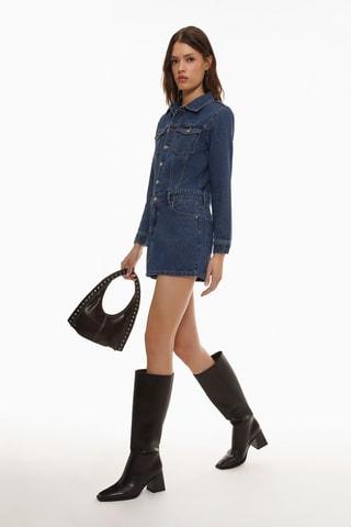 Robe droite en jean - Bleu