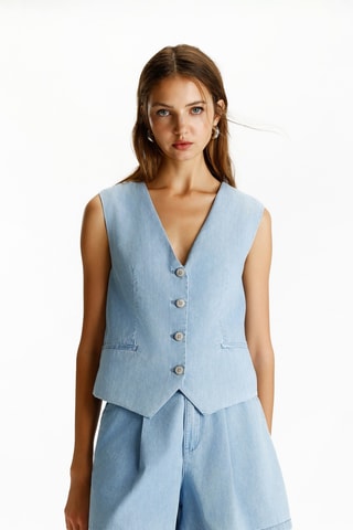 Gilet de costume en jean - Ciel