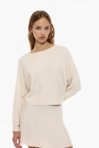 Jupe plissée taille haute - Ecru