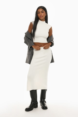 Jupe fourreau taille haute - Blanc