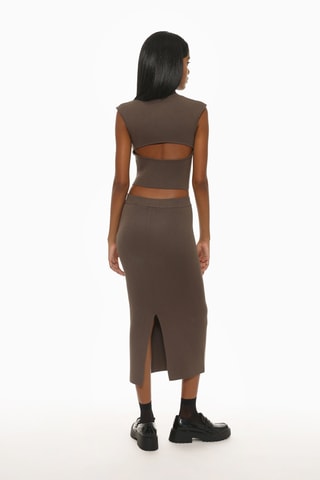 Jupe fourreau taille haute - Marron