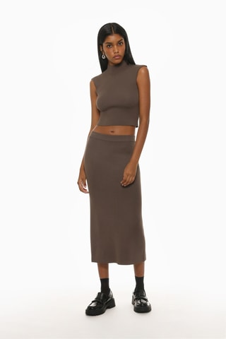 Jupe fourreau taille haute - Marron