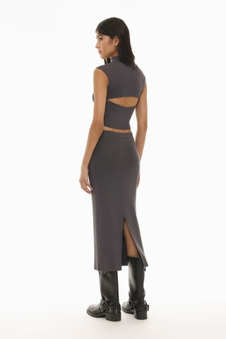 Jupe fourreau taille haute - Gris foncé