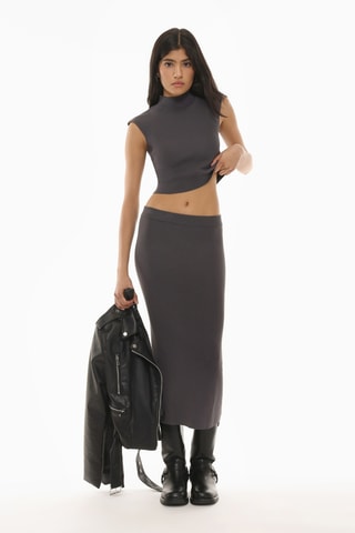 Jupe fourreau taille haute - Gris foncé