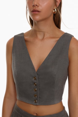 Gilet court sans manches - Gris