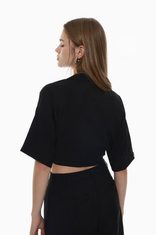 Chemisier court noué - Noir