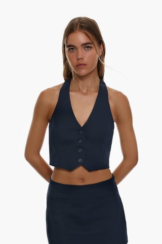 Gilet court et minijupe - Bleu marine