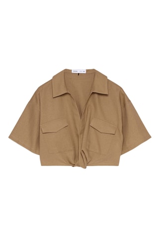 Crop top en lin - Marron clair