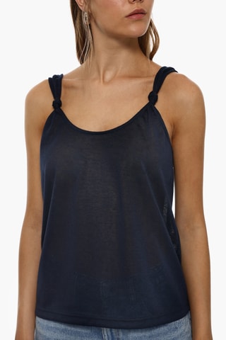 Top en lin - Bleu nuit