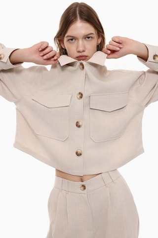 Surchemise et pantalon taille haute - Beige