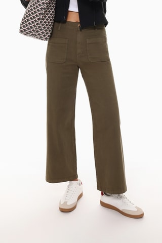Pantalon 7/8 taille haute - Vert olive