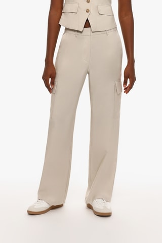 Pantalon cargo taille haute - Ecru